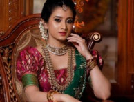 Actress Harshika Poonacha Stuns Everyone With Her Head To Toe Traditional Attire For Her Movie.