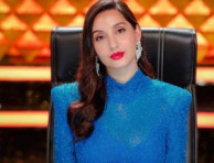 Check Out The Pictures Of Actress Nora Fatehi's Poses In A Blue Outfit From The Sets Of Dance Deewane